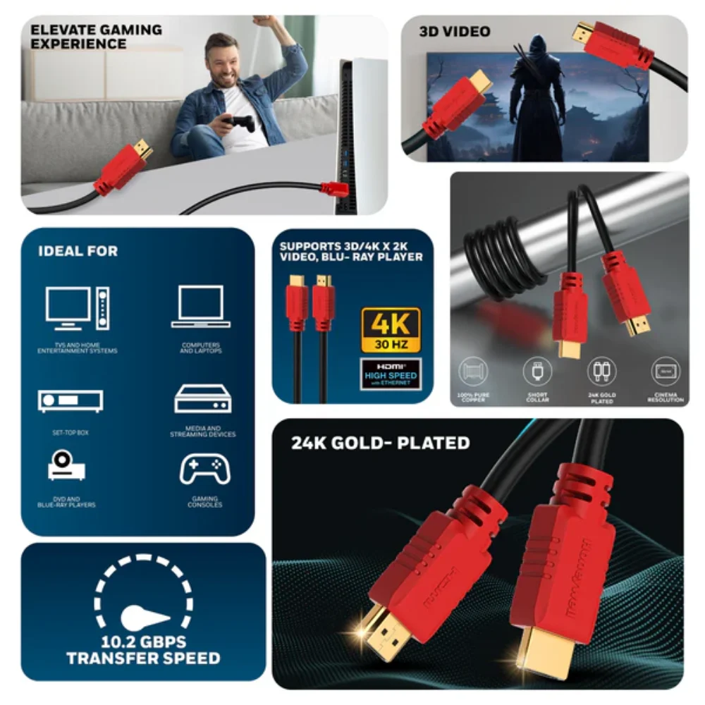 Honeywell Optical HDMI Cable 4K 60Hz with Etherent 3m view 4